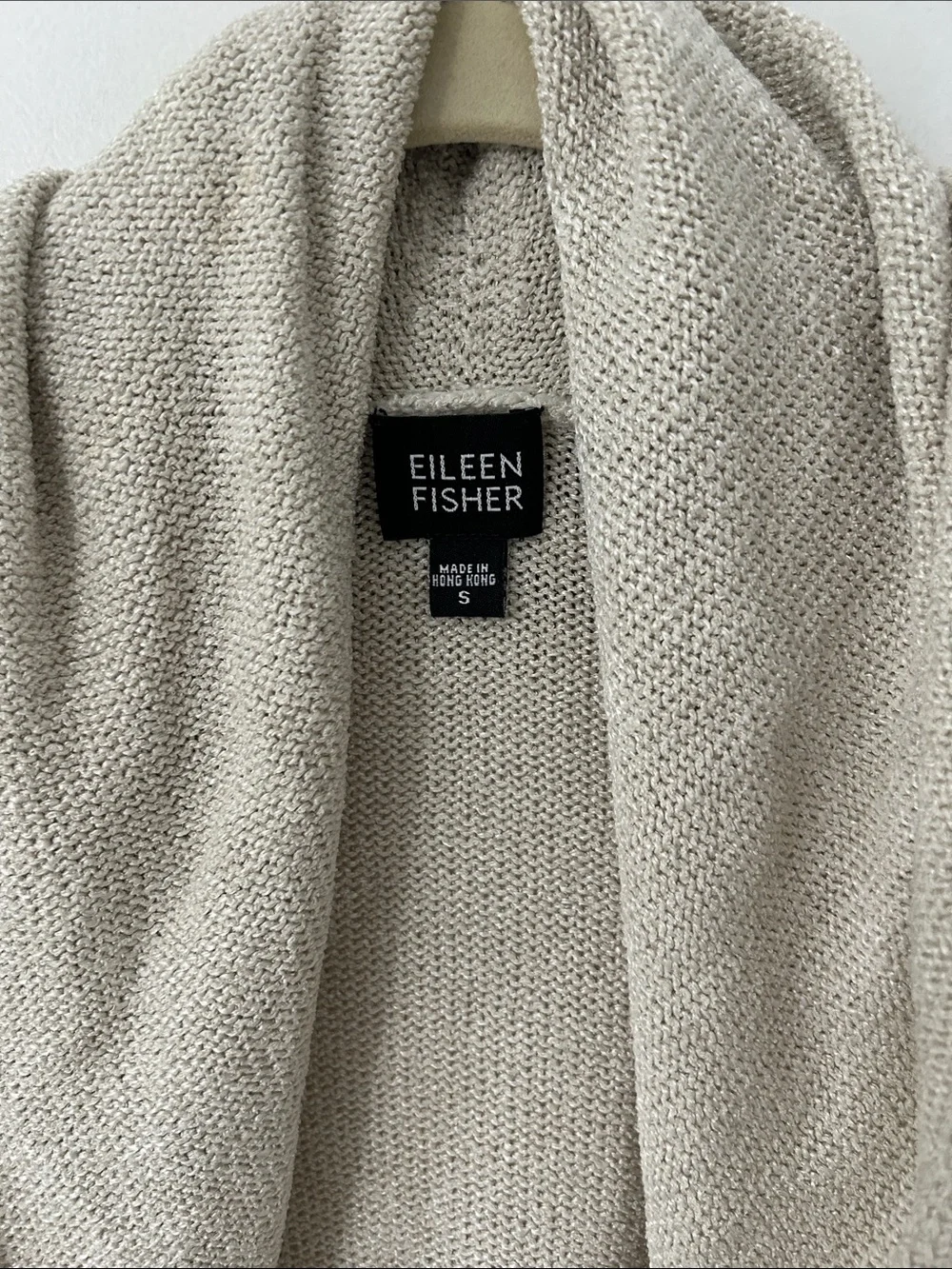 Eileen Fisher Silk Blend Draped Open-Front Knit Cardigan Asymmetrical Hem Size S